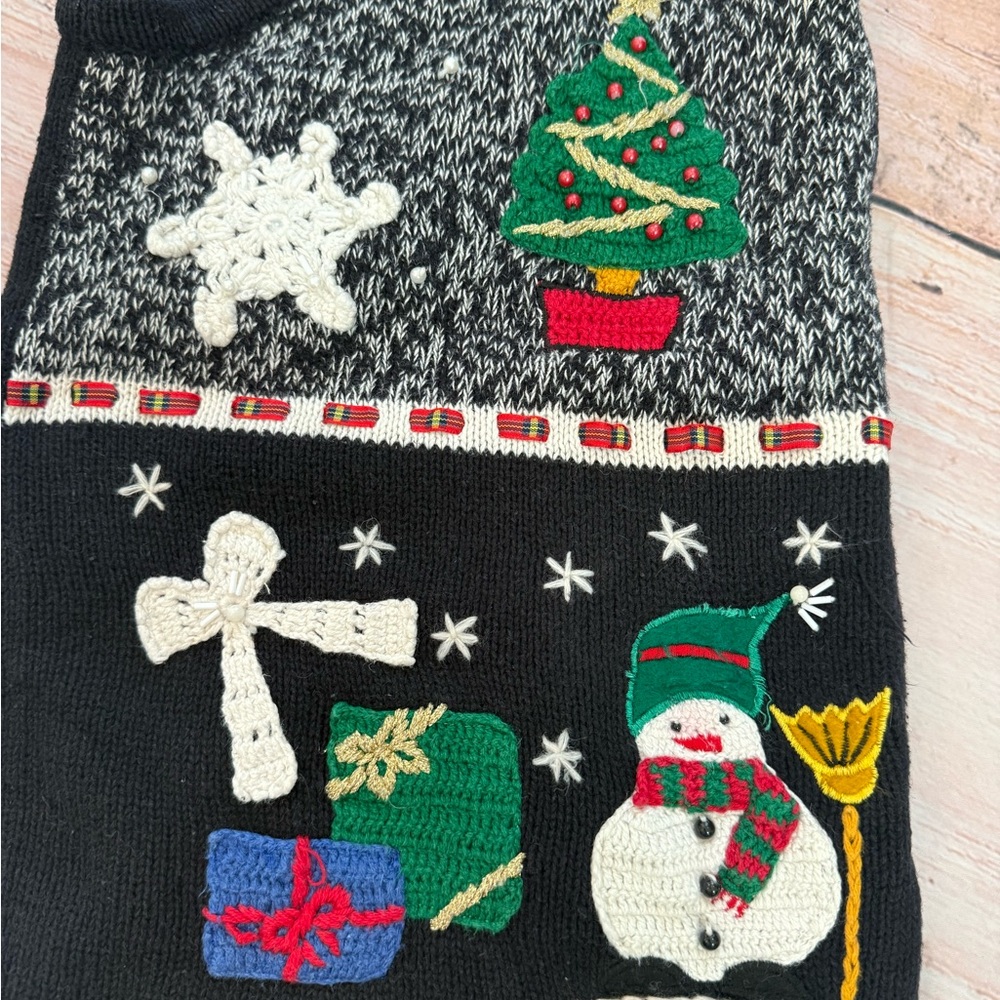 Bobby Brooks Christmas Sweater Vest Button Up Embroidered Vintage Large - Picture 9 of 9